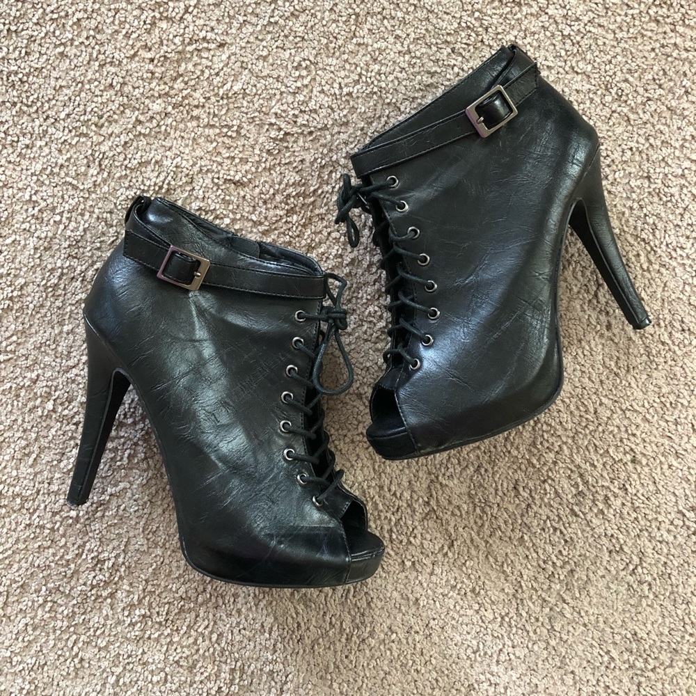 Black Peep Toe Booties